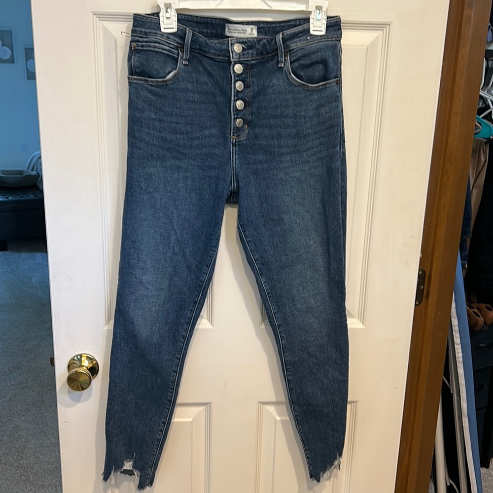 Abercrombie & Fitch medium wash skinny button fly ankle jeans